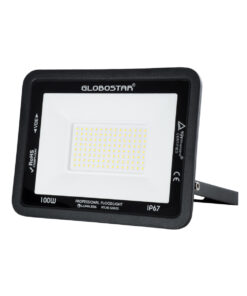 GloboStar® GloboStar® ATLAS 61426 Επαγγελματικός Προβολέας LED 100W 12000lm 120° AC 220-240V - Αδιάβροχος IP67 - Μ27 x Π4 x Υ21cm - Μαύρο - Φυσικό Λευκό 4500K - LUMILEDS Chips - TÜV Rheinland Certified - 5 Years Warranty