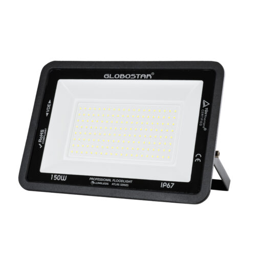 GloboStar® GloboStar® ATLAS 61428 Επαγγελματικός Προβολέας LED 150W 18750lm 120° AC 220-240V - Αδιάβροχος IP67 - Μ32 x Π4 x Υ23cm - Μαύρο - Ψυχρό Λευκό 6000K - LUMILEDS Chips - TÜV Rheinland Certified - 5 Years Warranty
