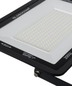 GloboStar® ATLAS 61431 Επαγγελματικός Προβολέας LED 200W 25000lm 120° AC 220-240V - Αδιάβροχος IP67 - Μ38 x Π4 x Υ28cm - Μαύρο - Ψυχρό Λευκό 6000K - LUMILEDS Chips - TÜV Rheinland Certified - 5 Years Warranty 13 61431 6