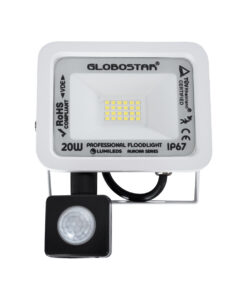 GloboStar® AURORA 61438 Επαγγελματικός Προβολέας LED 20W 2500lm 120° AC 220-240V με Ενσωματωμένο Ρυθμιζόμενο Αισθητήρα Κίνησης PIR - Αδιάβροχος IP67 - Μ12 x Π5 x Υ14.5cm - Λευκό - Ψυχρό Λευκό 6000K - LUMILEDS Chips - TÜV Rheinland Certified - 3 Years Warranty 11 61438 3
