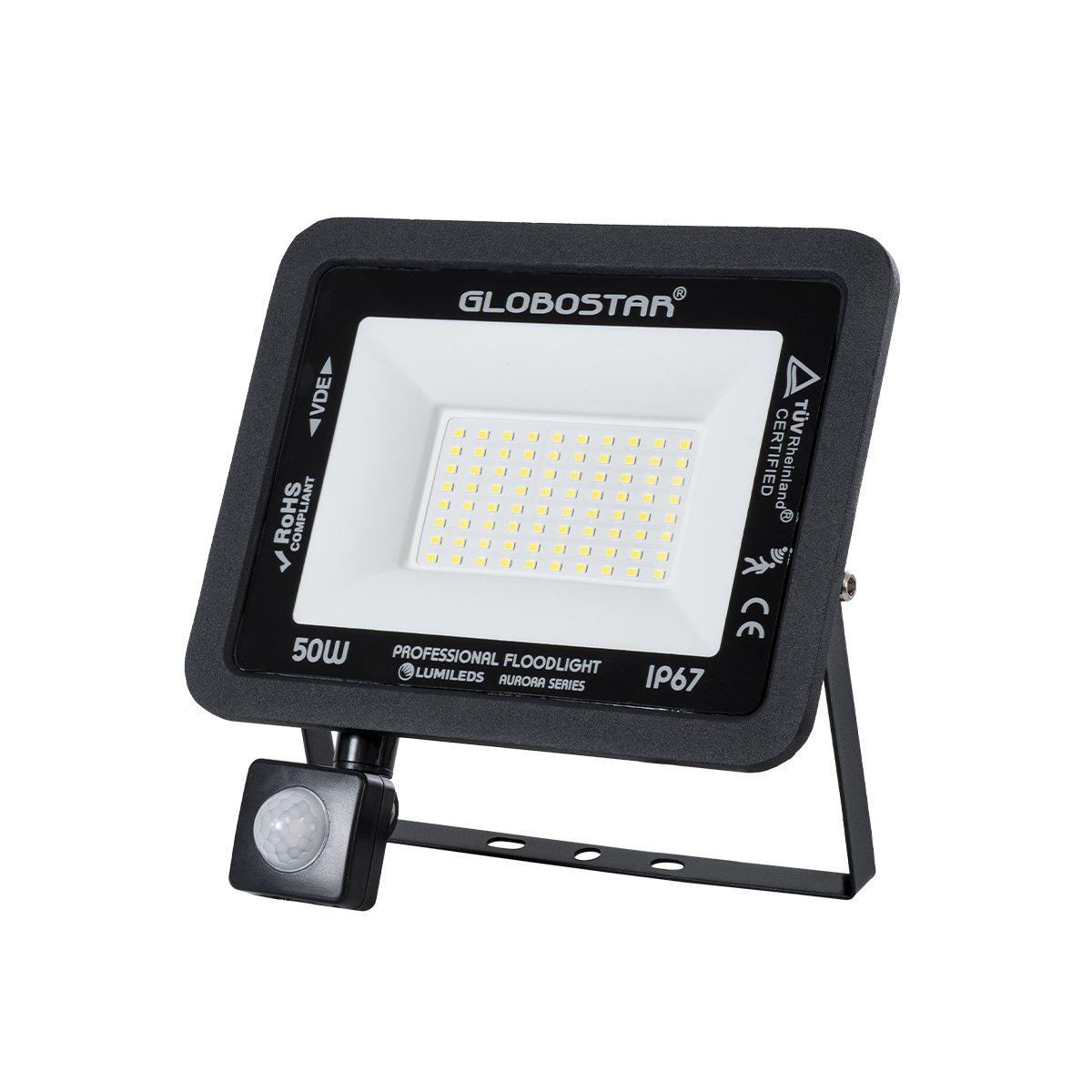 GloboStar® AURORA 61441 Επαγγελματικός Προβολέας LED 50W 6250lm 120° AC 220-240V με Ενσωματωμένο Ρυθμιζόμενο Αισθητήρα Κίνησης PIR - Αδιάβροχος IP67 - Μ21 x Π5 x Υ21cm - Μαύρο - Ψυχρό Λευκό 6000K - LUMILEDS Chips - TÜV Rheinland Certified - 3 Years Warranty 3 GloboStar® GloboStar® AURORA 61441 Επαγγελματικός Προβολέας LED 50W 6250lm 120° AC 220-240V με Ενσωματωμένο Ρυθμιζόμενο Αισθητήρα Κίνησης PIR - Αδιάβροχος IP67 - Μ21 x Π5 x Υ21cm - Μαύρο - Ψυχρό Λευκό 6000K - LUMILEDS Chips - TÜV Rheinland Certified - 3 Years Warranty