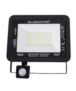 Alternative view of GloboStar® AURORA 61441 Επαγγελματικός Προβολέας LED 50W 6250lm 120° AC 220-240V με Ενσωματωμένο Ρυθμιζόμενο Αισθητήρα Κίνησης PIR - Αδιάβροχος IP67 - Μ21 x Π5 x Υ21cm - Μαύρο - Ψυχρό Λευκό 6000K - LUMILEDS Chips - TÜV Rheinland Certified - 3 Years Warranty