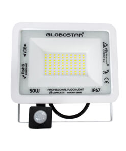 Alternative view of GloboStar® AURORA 61442 Επαγγελματικός Προβολέας LED 50W 6250lm 120° AC 220-240V με Ενσωματωμένο Ρυθμιζόμενο Αισθητήρα Κίνησης PIR - Αδιάβροχος IP67 - Μ21 x Π5 x Υ21cm - Λευκό - Ψυχρό Λευκό 6000K - LUMILEDS Chips - TÜV Rheinland Certified - 3 Years Warranty