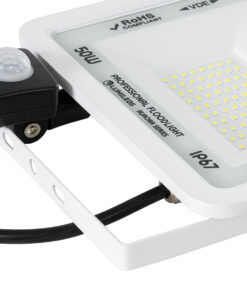 GloboStar® AURORA 61442 Επαγγελματικός Προβολέας LED 50W 6250lm 120° AC 220-240V με Ενσωματωμένο Ρυθμιζόμενο Αισθητήρα Κίνησης PIR - Αδιάβροχος IP67 - Μ21 x Π5 x Υ21cm - Λευκό - Ψυχρό Λευκό 6000K - LUMILEDS Chips - TÜV Rheinland Certified - 3 Years Warranty 15 61442 7