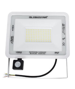 Alternative view of GloboStar® AURORA 61444 Επαγγελματικός Προβολέας LED 100W 12500lm 120° AC 220-240V με Ενσωματωμένο Ρυθμιζόμενο Αισθητήρα Κίνησης PIR - Αδιάβροχος IP67 - Μ25 x Π6.5 x Υ27.5cm - Λευκό - Ψυχρό Λευκό 6000K - LUMILEDS Chips - TÜV Rheinland Certified - 3 Years Warranty