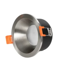 GloboStar® GLOBOSTAR® SIGMA 61461 Χωνευτή Στρόγγυλη Βάση Σποτ Οροφής/Μπάνιου για Λάμπα MR16/GU10 Αδιάβροχο IP65 - Νίκελ Βούρτσας Αλουμίνιο & Λευκό Γυαλί - Φ8.5 x Υ4.4cm / Q7.5cm