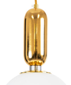 GLOBOSTAR® ESTETICO 61492 Μοντέρνο Κρεμαστό Φωτιστικό Οροφής με Ντουί 1 x E27 AC 220-240V IP20 - Χρυσό & Λευκό - Μ20 x Π20 x Υ38cm 14 61492 5