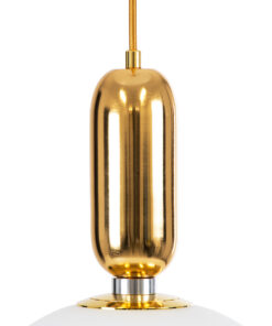 GLOBOSTAR® ESTETICO 61493 Μοντέρνο Κρεμαστό Φωτιστικό Οροφής με Ντουί 1 x E27 AC 220-240V IP20 - Χρυσό & Λευκό - Μ30 x Π30 x Υ48cm 14 61493 5