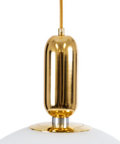 GLOBOSTAR® ESTETICO 61494 Μοντέρνο Κρεμαστό Φωτιστικό Οροφής με Ντουί 1 x E27 AC 220-240V IP20 - Χρυσό & Λευκό - Μ40 x Π40 x Υ58cm 14 61494 5