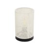 GloboStar® GloboStar® CYLINDER 203-0184 Μοντέρνο Επιτραπέζιο Φωτιστικό Πορτατίφ Μονόφωτο 1 x E27 IP20 Μαύρo Πλαστικό με Λευκό Διάτρητο Υφασμα - Μ14 x Π14 x Υ22cm