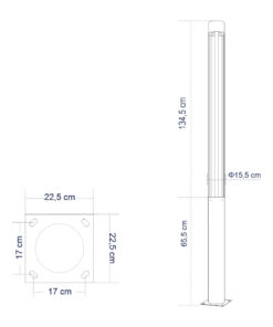 GloboStar® CANCUN 61509 Urban Light Φωτιστικό Πάρκου - Πλατείας - Κήπου Ύψους 2 μέτρων LED 40W 5440lm 60° AC100-240VAC IP67 IK09 - D15.5 x H200cm - Anthracite Grey - Φυσικό Λευκό 4000K - LUMILEDS - MEAN WELL DRIVER - 5 Years Warranty 18 61509 07
