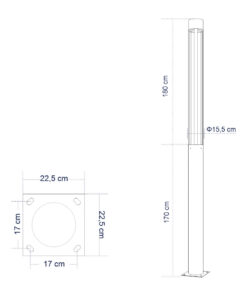 GloboStar® CANCUN 61510 Urban Light Φωτιστικό Πάρκου - Πλατείας - Κήπου Ύψους 3.5 μέτρων LED 40W 5440lm 60° AC100-240VAC IP67 IK09 - D15.5 x H350cm - Anthracite Grey - Φυσικό Λευκό 4000K - LUMILEDS - MEAN WELL DRIVER - 5 Years Warranty 16 61510 7