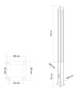 GloboStar® MONTERREY 61511 Urban Light Φωτιστικό Πάρκου - Πλατείας - Κήπου Ύψους 2 μέτρων LED 40W 5440lm 60° AC100-240VAC IP67 IK09 - Μ20 x Π20 x Υ200cm - Anthracite Grey - Φυσικό Λευκό 4000K - LUMILEDS - MEAN WELL DRIVER - 5 Years Warranty 20 61511 08
