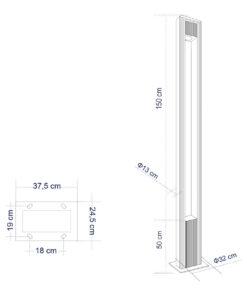 GloboStar® MERIDA 61513 Urban Light Φωτιστικό Πάρκου - Πλατείας - Κήπου Ύψους 2 μέτρων LED 40W 5440lm 60° AC100-240VAC IP67 IK09 - Μ32 x Π13 x Υ200cm - Anthracite Grey - Φυσικό Λευκό 4000K - LUMILEDS - MEAN WELL DRIVER - 5 Years Warranty 18 61513 08