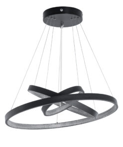 GloboStar® GLOBOSTAR® DIAMOND TRIO 61523-DECO Μοντέρνο Κρεμαστό Φωτιστικό Οροφής LED 100W 11200lm 360° AC 220-240V IP20 Ρυθμιζόμενο Λευκό CCT με Χειριστήριο από 2700K έως 6000K Dimmable - Lumileds SMD Chip - Μαύρο - Μ60 x Π60 x Υ90cm - 3 Χρόνια Εγγύηση