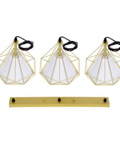 GLOBOSTAR® EIFFEL 61571 Vintage Κρεμαστό Φωτιστικό Οροφής με Ντουί 3 x E27 AC 220-240V IP20 - Χρυσό & Λευκό - Μ68 x Π25 x Υ130cm 23 61571 10