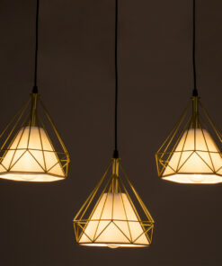 GLOBOSTAR® EIFFEL 61571 Vintage Κρεμαστό Φωτιστικό Οροφής με Ντουί 3 x E27 AC 220-240V IP20 - Χρυσό & Λευκό - Μ68 x Π25 x Υ130cm 15 61571 2