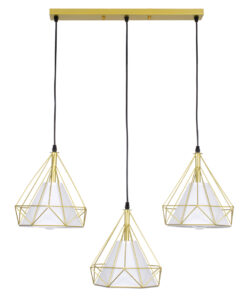 GLOBOSTAR® EIFFEL 61571 Vintage Κρεμαστό Φωτιστικό Οροφής με Ντουί 3 x E27 AC 220-240V IP20 - Χρυσό & Λευκό - Μ68 x Π25 x Υ130cm 16 61571 3