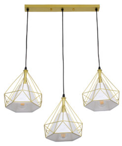 GLOBOSTAR® EIFFEL 61571 Vintage Κρεμαστό Φωτιστικό Οροφής με Ντουί 3 x E27 AC 220-240V IP20 - Χρυσό & Λευκό - Μ68 x Π25 x Υ130cm 17 61571 4