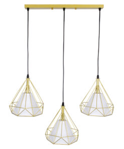 GLOBOSTAR® EIFFEL 61571 Vintage Κρεμαστό Φωτιστικό Οροφής με Ντουί 3 x E27 AC 220-240V IP20 - Χρυσό & Λευκό - Μ68 x Π25 x Υ130cm 18 61571 5