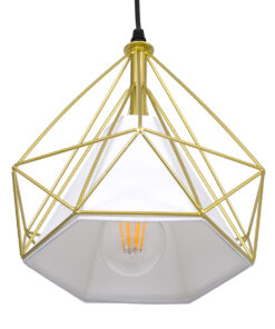 GLOBOSTAR® EIFFEL 61571 Vintage Κρεμαστό Φωτιστικό Οροφής με Ντουί 3 x E27 AC 220-240V IP20 - Χρυσό & Λευκό - Μ68 x Π25 x Υ130cm 21 61571 8