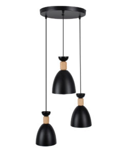 GLOBOSTAR® AVA 61572 Μοντέρνο Κρεμαστό Φωτιστικό Οροφής με Ντουί 3 x E27 AC 220-240V IP20 - Μαύρο & Μπεζ - Μ35 x Π35 x Υ130cm 13 61572 2