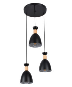 GLOBOSTAR® AVA 61572 Μοντέρνο Κρεμαστό Φωτιστικό Οροφής με Ντουί 3 x E27 AC 220-240V IP20 - Μαύρο & Μπεζ - Μ35 x Π35 x Υ130cm 14 61572 3