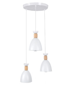 GLOBOSTAR® AVA 61573 Μοντέρνο Κρεμαστό Φωτιστικό Οροφής με Ντουί 3 x E27 AC 220-240V IP20 - Λευκό & Μπεζ - Μ35 x Π35 x Υ130cm 13 61573 2