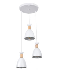 GLOBOSTAR® AVA 61573 Μοντέρνο Κρεμαστό Φωτιστικό Οροφής με Ντουί 3 x E27 AC 220-240V IP20 - Λευκό & Μπεζ - Μ35 x Π35 x Υ130cm 14 61573 3