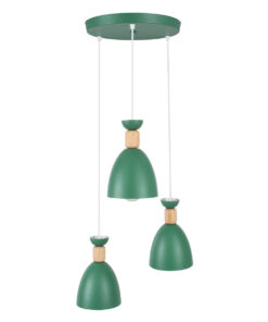 GLOBOSTAR® AVA 61575 Μοντέρνο Κρεμαστό Φωτιστικό Οροφής με Ντουί 3 x E27 AC 220-240V IP20 - Πράσινο & Μπεζ - Μ35 x Π35 x Υ130cm 11 61575 2