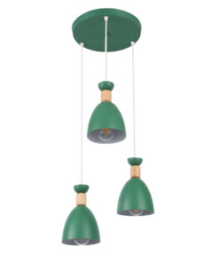 GLOBOSTAR® AVA 61575 Μοντέρνο Κρεμαστό Φωτιστικό Οροφής με Ντουί 3 x E27 AC 220-240V IP20 - Πράσινο & Μπεζ - Μ35 x Π35 x Υ130cm 12 61575 3