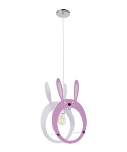 GLOBOSTAR® BUNNY 61577 Παιδικό Κρεμαστό Φωτιστικό Οροφής με Ντουί 1 x E27 AC 220-240V IP20 - Ροζ & Λευκό - Μ27.2 x Π15.5 x Υ40cm 17 61577 3