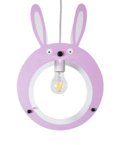 GLOBOSTAR® BUNNY 61577 Παιδικό Κρεμαστό Φωτιστικό Οροφής με Ντουί 1 x E27 AC 220-240V IP20 - Ροζ & Λευκό - Μ27.2 x Π15.5 x Υ40cm 18 61577 4