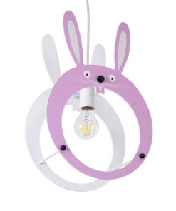 GLOBOSTAR® BUNNY 61577 Παιδικό Κρεμαστό Φωτιστικό Οροφής με Ντουί 1 x E27 AC 220-240V IP20 - Ροζ & Λευκό - Μ27.2 x Π15.5 x Υ40cm 19 61577 5