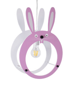 GLOBOSTAR® BUNNY 61577 Παιδικό Κρεμαστό Φωτιστικό Οροφής με Ντουί 1 x E27 AC 220-240V IP20 - Ροζ & Λευκό - Μ27.2 x Π15.5 x Υ40cm 20 61577 6