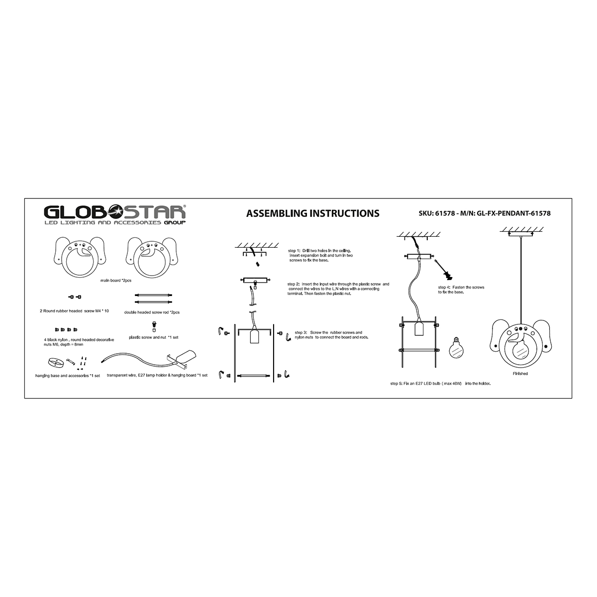 GLOBOSTAR® ELEPHANT 61578 Παιδικό Κρεμαστό Φωτιστικό Οροφής με Ντουί 1 x E27 AC 220-240V IP20 - Πολύχρωμο - Μ37.7 x Π15.5 x Υ31.5cm 14 GLOBOSTAR® ELEPHANT 61578 Παιδικό Κρεμαστό Φωτιστικό Οροφής με Ντουί 1 x E27 AC 220-240V IP20 - Πολύχρωμο - Μ37.7 x Π15.5 x Υ31.5cm - Image 12