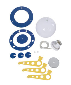 GLOBOSTAR® UFO 61581 Παιδικό Κρεμαστό Φωτιστικό Οροφής με Ντουί 1 x E27 AC 220-240V IP20 - Κίτρινο, Μπλε & Λευκό - Μ58 x Π58 x Υ24cm 22 61581 10