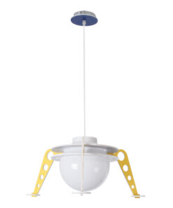 GLOBOSTAR® UFO 61581 Παιδικό Κρεμαστό Φωτιστικό Οροφής με Ντουί 1 x E27 AC 220-240V IP20 - Κίτρινο, Μπλε & Λευκό - Μ58 x Π58 x Υ24cm 15 61581 3