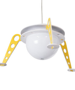 GLOBOSTAR® UFO 61581 Παιδικό Κρεμαστό Φωτιστικό Οροφής με Ντουί 1 x E27 AC 220-240V IP20 - Κίτρινο, Μπλε & Λευκό - Μ58 x Π58 x Υ24cm 17 61581 5