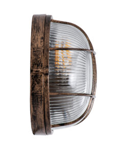 GLOBOSTAR® BOATLIGHT 61587 Vintage Φωτιστικό Καραβοχελώνα Τοίχου & Οροφής με Ντουί 1 x E27 AC 220-240V Αδιάβροχο IP65 - Μπρονζέ Εφέ Σκουριάς Ματ - Μ17.5 x Π17.5 x Υ9cm 14 61587 4
