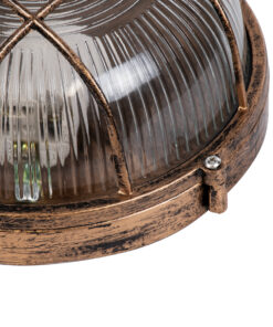 GLOBOSTAR® BOATLIGHT 61587 Vintage Φωτιστικό Καραβοχελώνα Τοίχου & Οροφής με Ντουί 1 x E27 AC 220-240V Αδιάβροχο IP65 - Μπρονζέ Εφέ Σκουριάς Ματ - Μ17.5 x Π17.5 x Υ9cm 16 61587 6