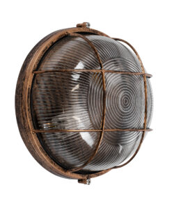 Alternative view of GLOBOSTAR® BOATLIGHT 61590 Vintage Φωτιστικό Καραβοχελώνα Τοίχου & Οροφής με Ντουί 2 x E27 AC 220-240V Αδιάβροχο IP65 - Μπρονζέ Εφέ Σκουριάς Ματ - Μ24 x Π24 x Υ11cm