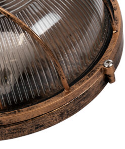 GLOBOSTAR® BOATLIGHT 61590 Vintage Φωτιστικό Καραβοχελώνα Τοίχου & Οροφής με Ντουί 2 x E27 AC 220-240V Αδιάβροχο IP65 - Μπρονζέ Εφέ Σκουριάς Ματ - Μ24 x Π24 x Υ11cm 18 61590 6