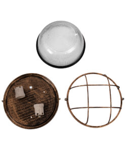 GLOBOSTAR® BOATLIGHT 61590 Vintage Φωτιστικό Καραβοχελώνα Τοίχου & Οροφής με Ντουί 2 x E27 AC 220-240V Αδιάβροχο IP65 - Μπρονζέ Εφέ Σκουριάς Ματ - Μ24 x Π24 x Υ11cm 19 61590 7