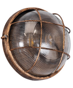 GLOBOSTAR® BOATLIGHT 61590 Vintage Φωτιστικό Καραβοχελώνα Τοίχου & Οροφής με Ντουί 2 x E27 AC 220-240V Αδιάβροχο IP65 - Μπρονζέ Εφέ Σκουριάς Ματ - Μ24 x Π24 x Υ11cm 20 61590 8