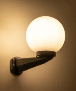 Alternative view of GLOBOSTAR® AGROS 61592 Φωτιστικό Τοίχου - Απλίκα Κήπου με Ντουί 1 x E27 AC 220-240V Αδιάβροχο IP65 - Λευκό & Μάυρο - Μ20 x Π20 x Υ30cm