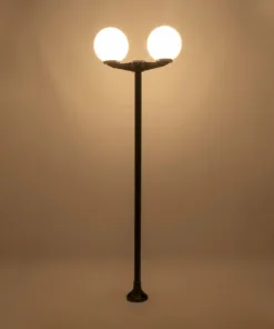 Alternative view of GLOBOSTAR® AGROS 61598 Φωτιστικό Κολωνάκι Κήπου με Ντουί 2 x E27 AC 220-240V Αδιάβροχο IP65 - Λευκό & Μάυρο - Μ75 x Π30 x Υ240cm