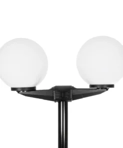 GLOBOSTAR® AGROS 61598 Φωτιστικό Κολωνάκι Κήπου με Ντουί 2 x E27 AC 220-240V Αδιάβροχο IP65 - Λευκό & Μάυρο - Μ75 x Π30 x Υ240cm 11 61598 3