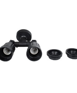 GloboStar® GRASEDO 61616 Βάση Κήπου με 2 Ντουί E27 για Λάμπες Σποτ PAR38 - Αδιάβροχη IP67 - Υψηλής Αντοχής ABS - VDE Certified - Μ40 x Π9.5 x Υ22cm - Μαύρο - 5 Years Warranty 19 61616 8