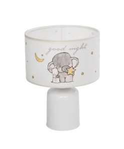 GloboStar® GloboStar® ELEPHANT 204-0025 Παιδικό Eπιτραπέζιο Φωτιστικό Πορτατίφ Μονόφωτο 1 x E27 IP20 Πολύχρωμο Ύφασμα με Λευκό Πλαστικό - Μ24 x Π24 x Υ32cm
